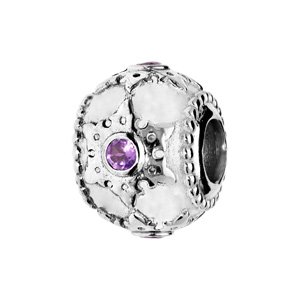 Charms Thabora en argent rhodi motif toile cisel et Amethyste vritable - Vue 1