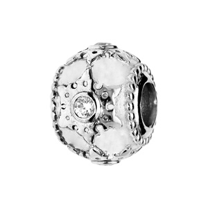 Charms Thabora en argent rhodi motif toile cisel et Topaze blanche vritable - Vue 1