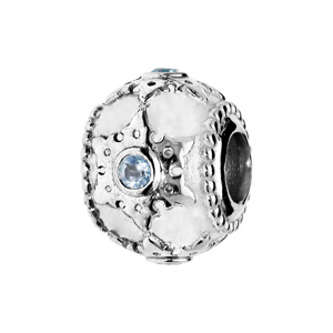 Charms Thabora en argent rhodi motif toile cisel et Topaze vritable bleu ciel - Vue 1