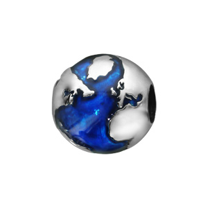 Charms Thabora en argent rhodi motif Terre bleue - Vue 1