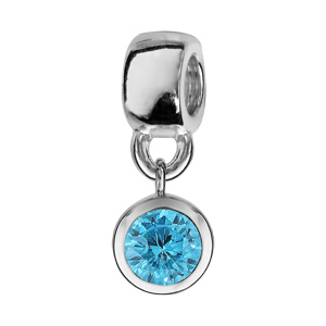 Charms Thabora en argent rhodié oxyde bleu ciel serti clos suspendu - Vue 1