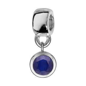 Charms Thabora en argent rhodi oxyde bleu serti clos suspendu - Vue 1