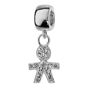 Charms Thabora en argent rhodi petit garon suspendu orn d\'oxydes blancs - Vue 1