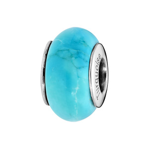 Charms Thabora en argent rhodi pierre naturelle rendu turquoise - Vue 1