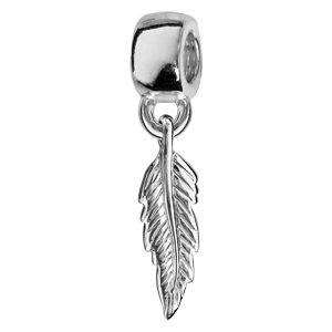 Charms Thabora en argent rhodi plume suspendue - Vue 1