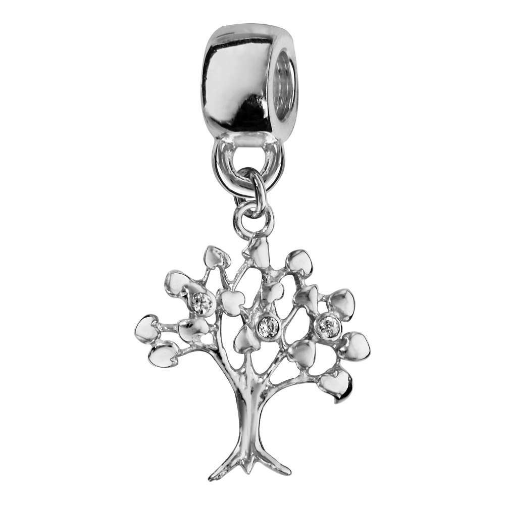 Charms Thabora en argent rhodi� suspendu arbre de vie empierr� - Vue 1