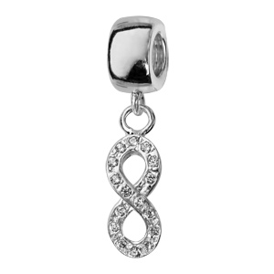 Charms Thabora en argent rhodi symbole infini suspendu orn d\'oxydes blancs - Vue 1