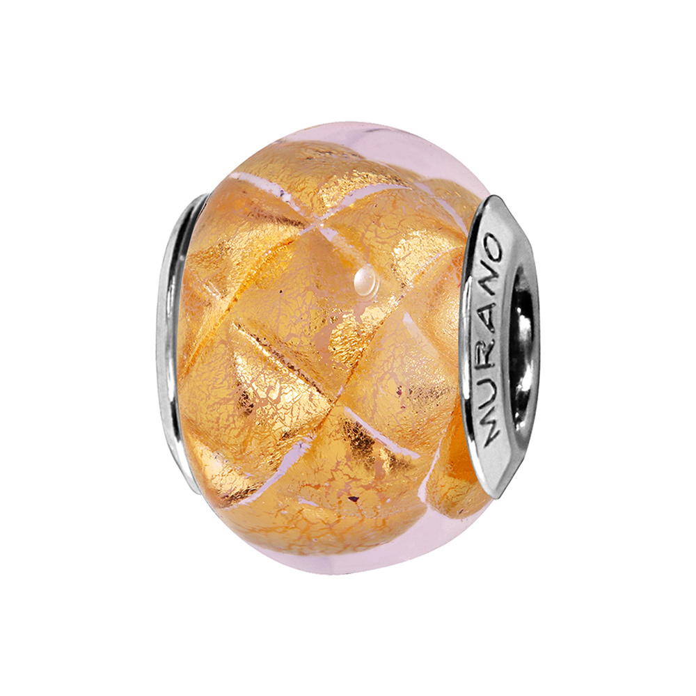 Charms Thabora en argent rhodi� verre de Murano dor� transparent et facett� - Vue 1