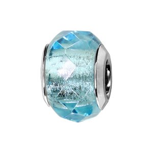Charms Thabora en argent rhodié verre facetté bleu clair transparent - Vue 1