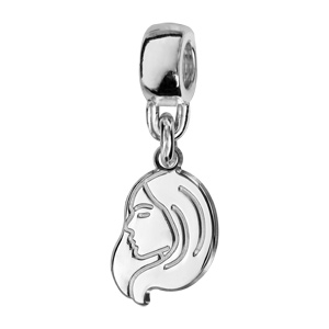 Charms Thabora en argent rhodi zodiaque dcoup suspendu vierge - Vue 1