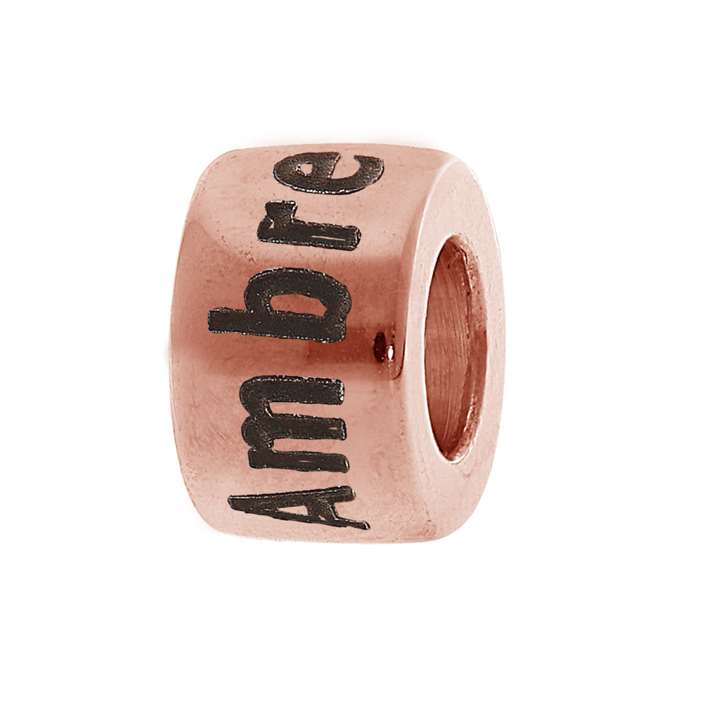 Charms Thabora en plaqu� or rose anneau lisse coulissant � graver - Vue 1