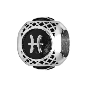 Charms thabora grand modle pour homme en acier boule signe zodiaque Poisson patin noire - Vue 1