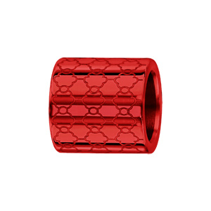 Charms Thabora grand modle pour homme en acier et aluminium anodis rouge brillant forme tube motif alvoles - Vue 1