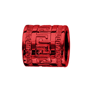 Charms Thabora grand modle pour homme en acier et aluminium anodis rouge brillant tube motif mandres grecs - Vue 1