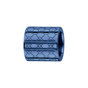 Charms Thabora grand modle pour homme en acier et PVD bleu forme tube avec motif alvoles - Vue 1