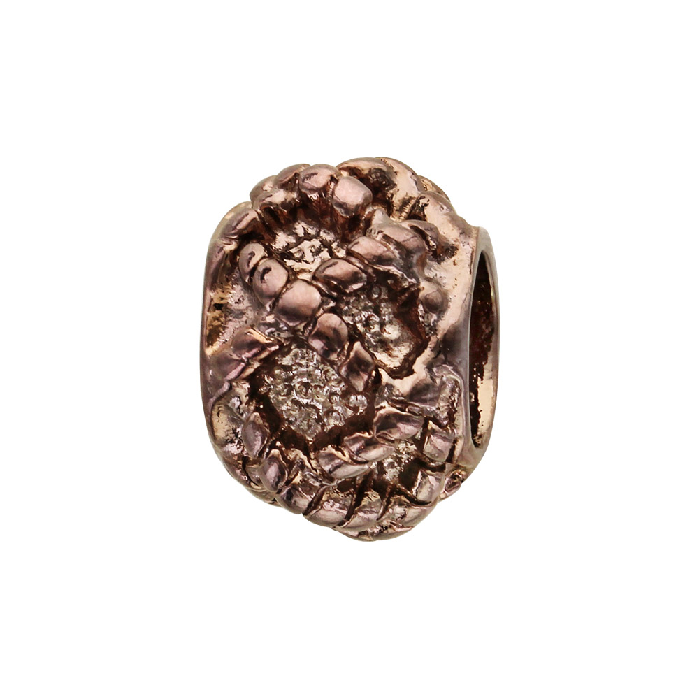 Charms Thabora grand mod�le pour homme en acier et PVD marron boule tresse relief - Vue 1