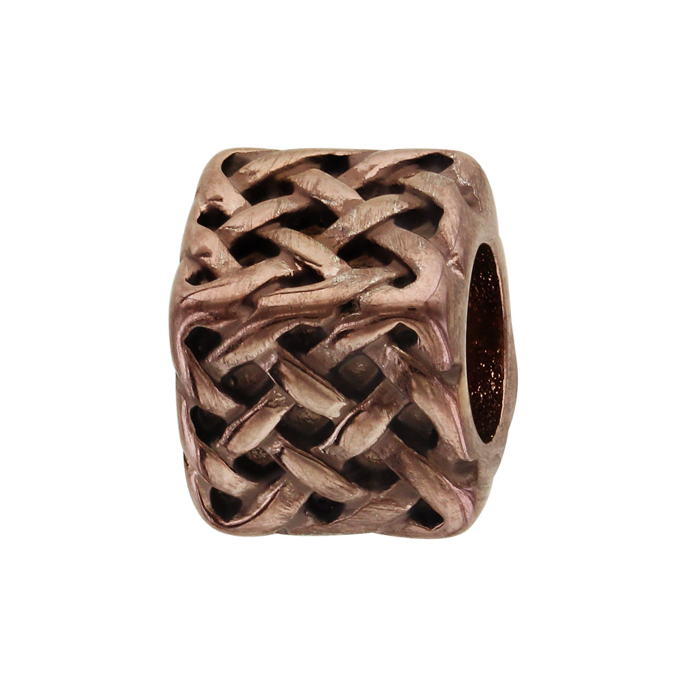 Charms Thabora grand mod�le pour homme en acier et PVD marron cube et tresse relief - Vue 1