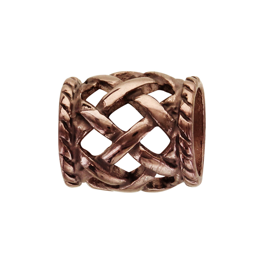 Charms Thabora grand mod�le pour homme en acier et PVD marron tube tress� relief - Vue 1