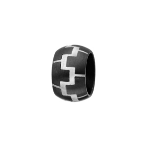 Charms Thabora grand modle pour homme en acier et PVD noir anneau bomb avec motifs briques gris - Vue 1