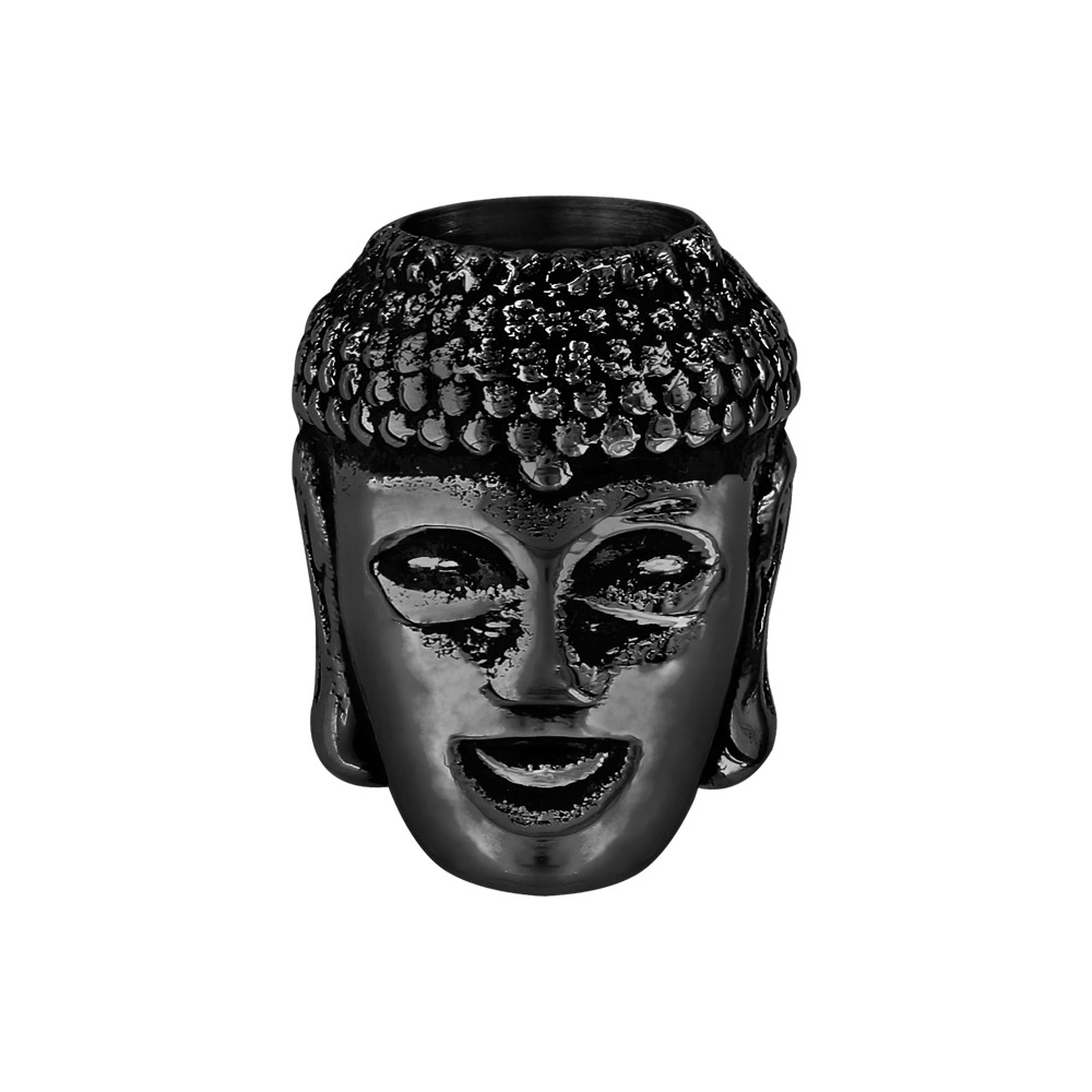 Charms Thabora grand mod�le pour homme en acier et PVD noir Bouddha - Vue 1