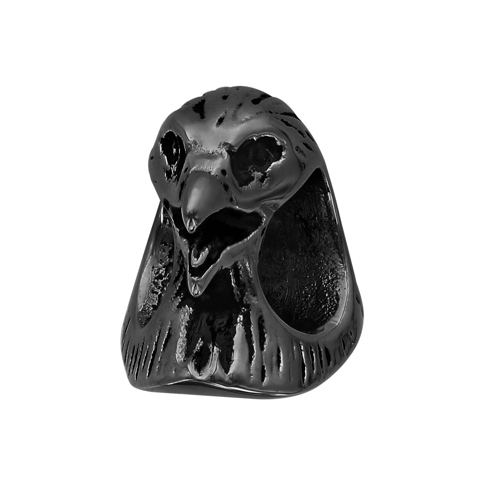 Charms Thabora grand mod�le pour homme en acier et PVD noir t�te d\'aigle - Vue 1