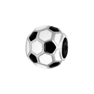 Charms Thabora mdium en acier ballon de foot noir et blanc - Vue 1