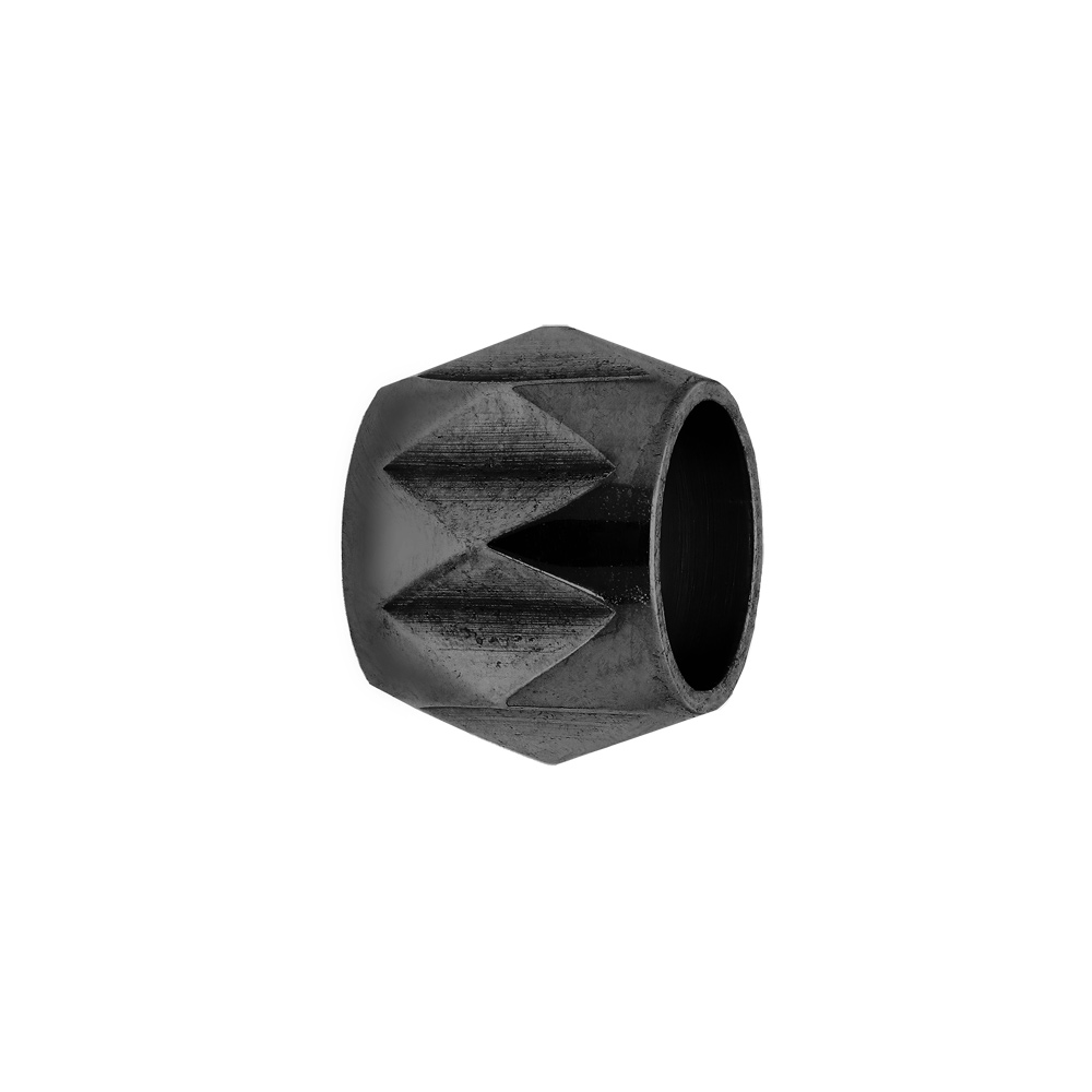 Charms Thabora m�dium en acier boule avec ciselage losange en PVD noir - Vue 1