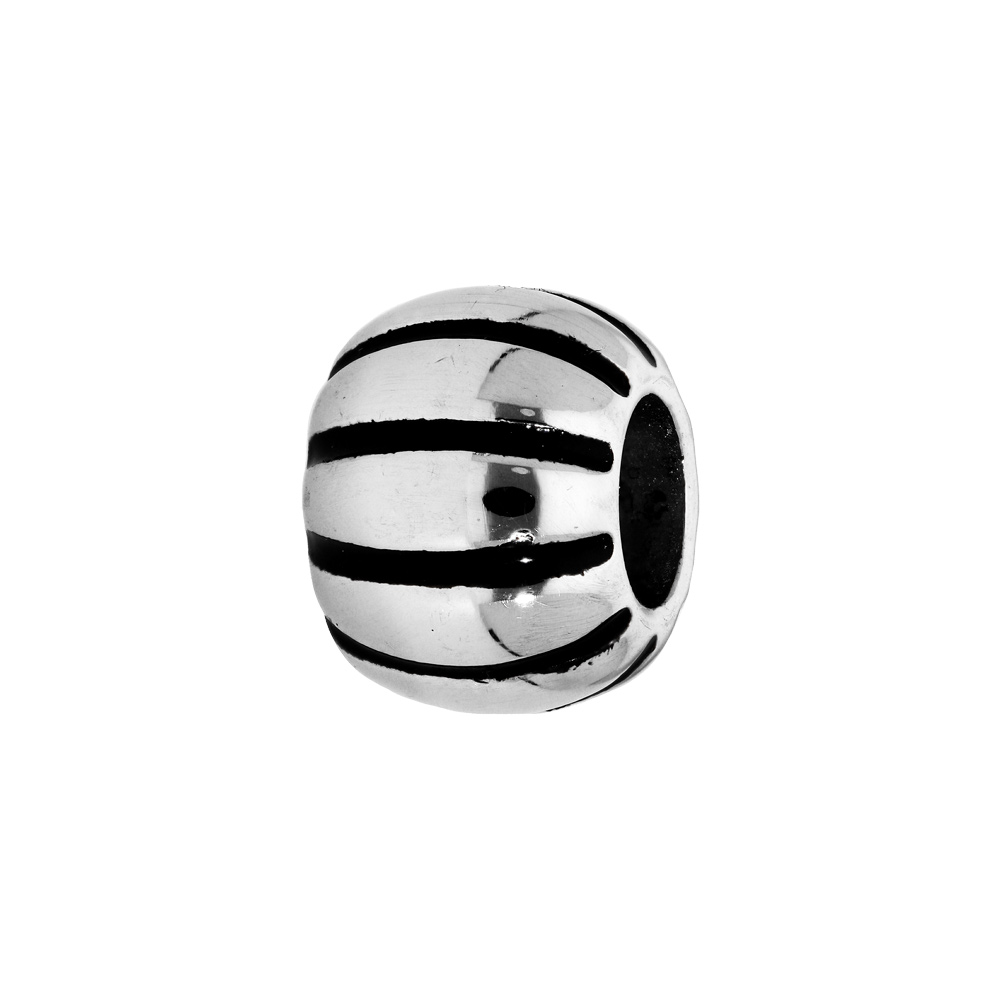 Charms Thabora m�dium en acier boule rainures noires - Vue 1