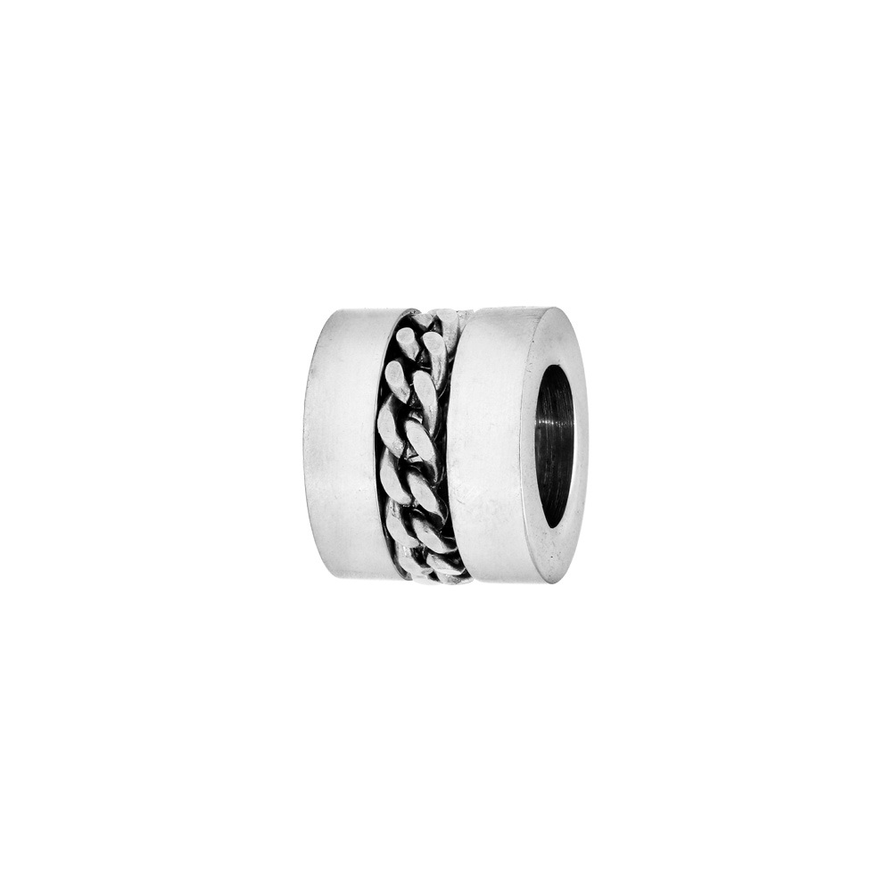 Charms Thabora m�dium en acier forme cylindre avec cha�nette - Vue 1