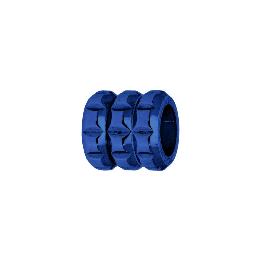 Charms Thabora m�dium en acier forme tube cisel� PVD bleu - Vue 1
