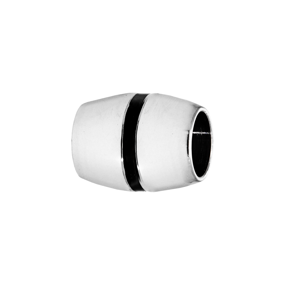 Charms Thabora m�dium en acier tonneau blanc rainur� noire - Vue 1