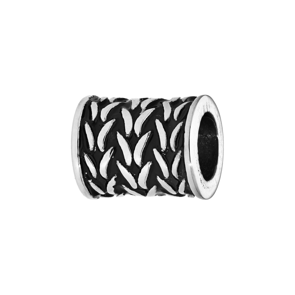 Charms Thabora m�dium en acier tube noire avec motifs �pis - Vue 1