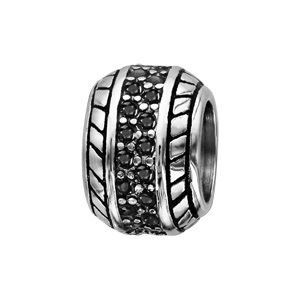 Charms Thabora pour homme en acier boule empierrée sertie d\'oxydes noirs - Vue 1