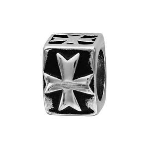 Charms Thabora pour homme en acier croix templier sur un cube - Vue 1