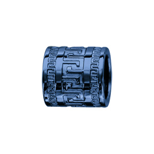 Charms Thabora pour homme en acier et PVD bleu forme tube avec méandres grecs - Vue 1