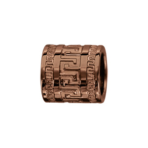 Charms Thabora pour homme en acier et PVD marron forme tube avec méandres grecs - Vue 1