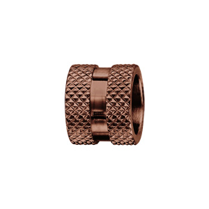 Charms Thabora pour homme en acier et PVD marron motif diamanté sur les bords et bande lisse au milieu - Vue 1