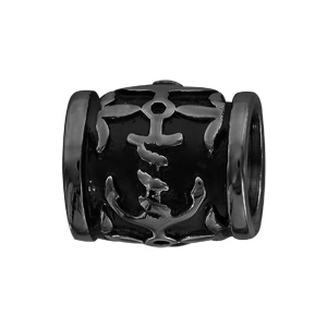 Charms Thabora pour homme en acier et PVD noir ancre sur tonneau - Vue 1