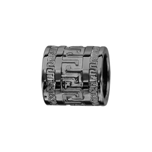 Charms Thabora pour homme en acier et PVD noir forme tube avec méandres grecs - Vue 1