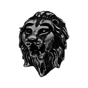 Charms Thabora pour homme en acier et PVD noir tête de lion - Vue 1