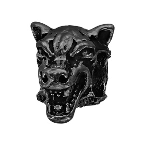 Charms Thabora pour homme en acier et PVD noir tête de loup - Vue 1
