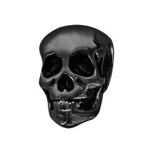 Charms Thabora pour homme en acier et PVD noir tête de mort - Vue 1