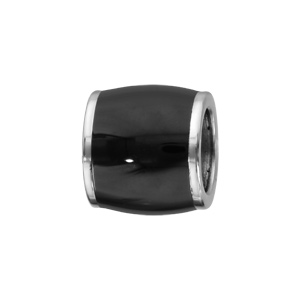 Charms Thabora pour homme en acier forme tonneau allongé noir - Vue 1