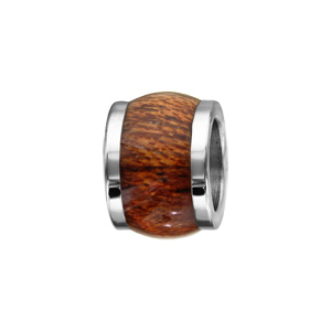 Charms Thabora pour homme en acier forme tonneau court en bois synthétique marron clair - Vue 1