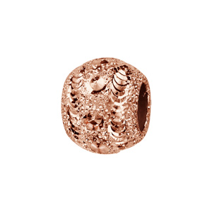 Charms Thabora séparateur en argent et dorure rose boule granitée et diamantée en petits cercles - Vue 1