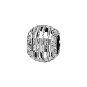 Charms Thabora séparateur en argent rhodié boule granitée avec rainures facetées - Vue 1