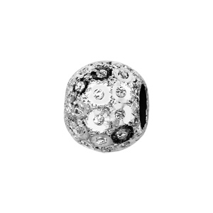 Charms Thabora séparateur en argent rhodié boule granitée avec sequins - Vue 1