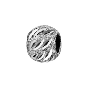 Charms Thabora séparateur en argent rhodié boule granitée, ciselée et ajourée - Vue 1
