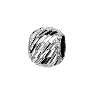 Charms Thabora séparateur en argent rhodié boule granitée et diamantée en biais - Vue 1