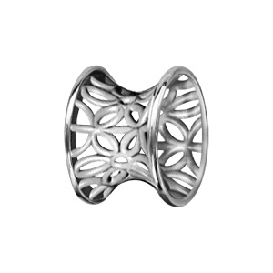 Charms Thabora séparateur en argent rhodié forme diabolo avec fleurs ajourées - Vue 1